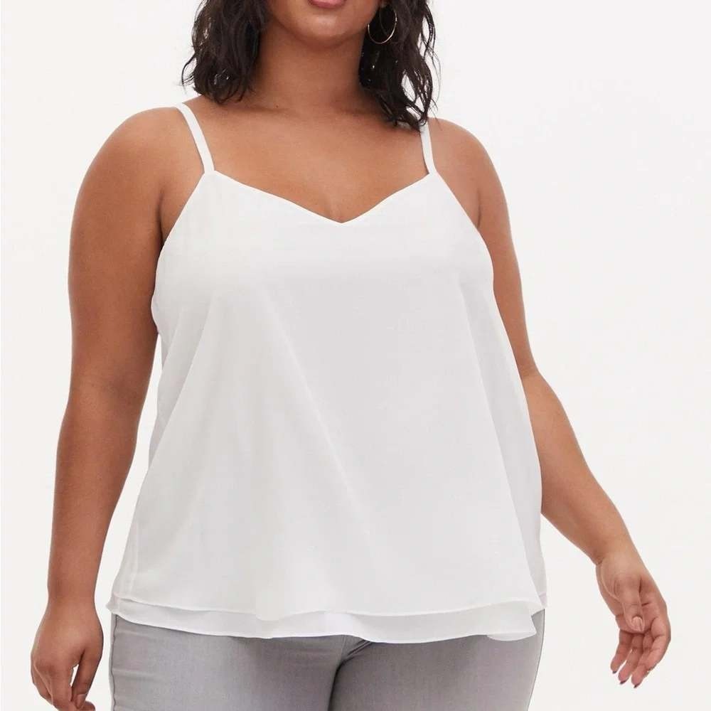 Torrid Chiffon Cami Top Women 3X White Double Layer Adjustable Straps Minimalist